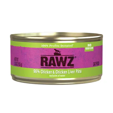 Rawz 96% Pâté au Poulet et Foie De Poulet pour Chat 155g
