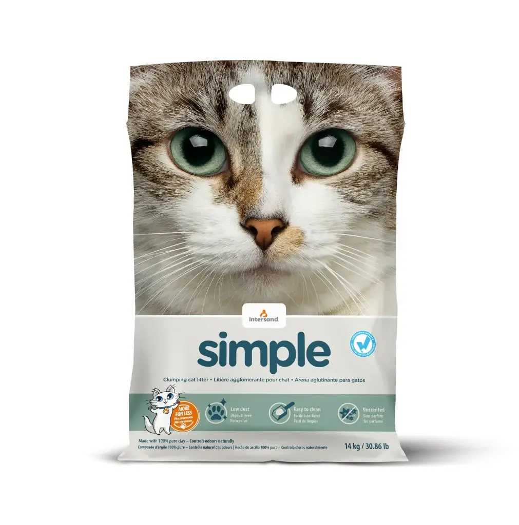 Intersand Simple Litière Agglomérante Non Parfumée 30.86lbs / 14kg